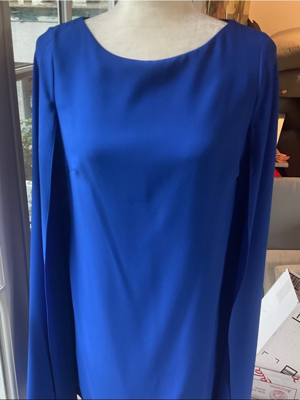 Ralph Lauren Cobalt Sleeveless Cape Shift Dress